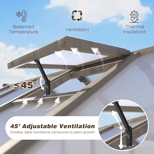 Yardenaler 8x10 FT Greenhouse Kit with 6MM Thick Polycarbonate Panel for Outdoor