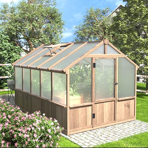 Yardenaler 8x10 FT Greenhouse Kit with 6MM Thick Polycarbonate Panel for Outdoor