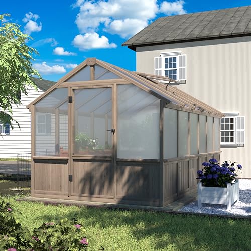 Yardenaler 8x12 FT Greenhouse Kit with 6MM Thick Polycarbonate Panel for Outdoor