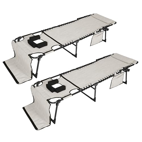 Yardenaler Foldable Chaise Patio Lounge Chair 2 Pack with Face and Arm Hole