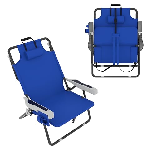 Yardenaler Outdoor Foldable Beach Chaise Lounge Chair with Detachable Pillow & Pocket